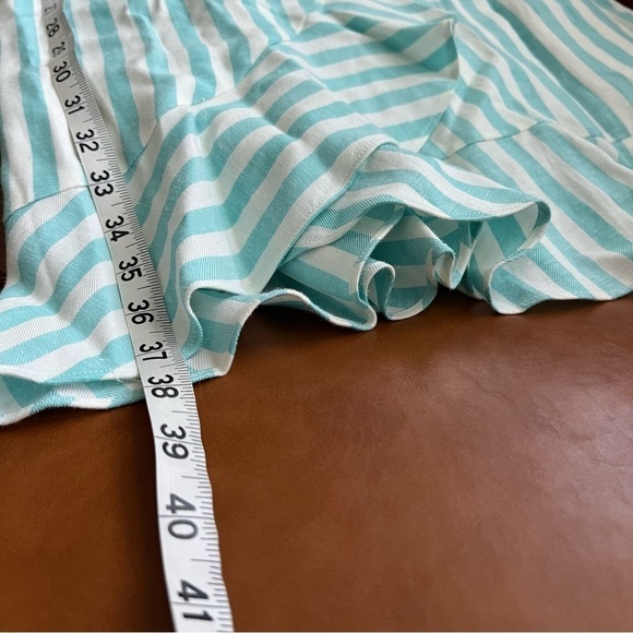 Draper James Women’s Puff Sleeve Turquoise White Striped Wrap Dress Size S NWT - Picture 11 of 14